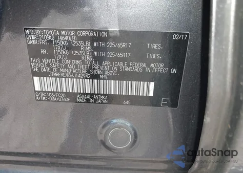 2017 Toyota Rav4 Xle из США, поврежденный, VIN JTMRFREV8HJ142942